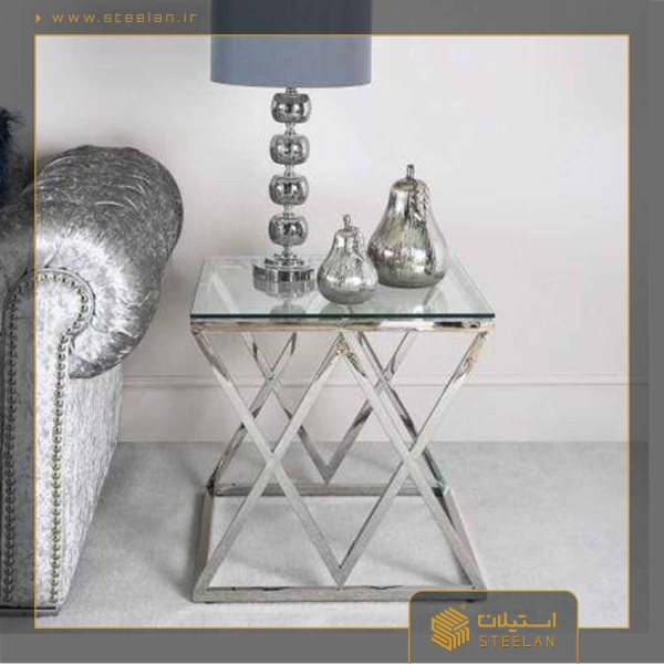 میز عسلی استیل سیلور مدل sm_4015