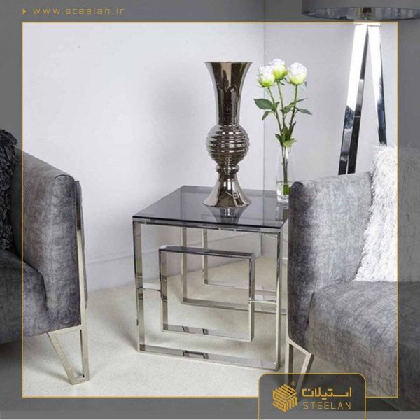 میز عسلی استیل سیلور مدل sm_4021 