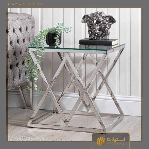 میز عسلی استیل سیلور مدل sm_4015