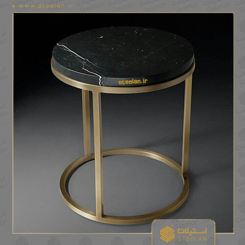 میز عسلی استیل طلایی با رویه سنگ مدل sm5070