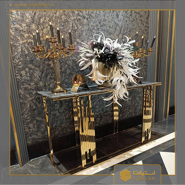 میز کنسول استیل طلاییpvd مدل sc_3024