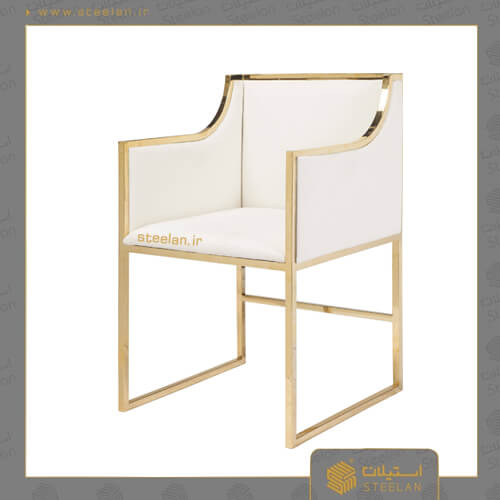 صندلی استیل طلایی سفید مدل ss9030